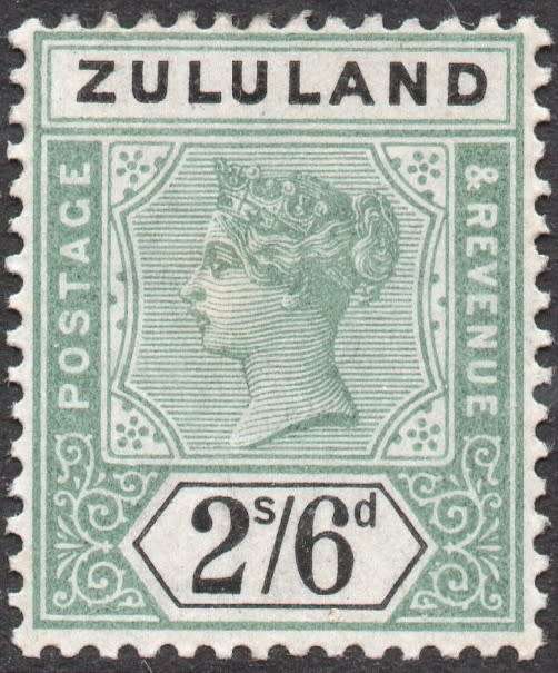 ZULULAND 1896 SACC20 2s6d GREEN & BLACK - MM