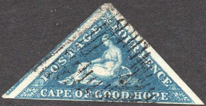 Cape of Good Hope : 1853 SACC2 4d DEEP BLUE(DEEPLY BLUED PAPER) - VERY FINE USED CV R5500