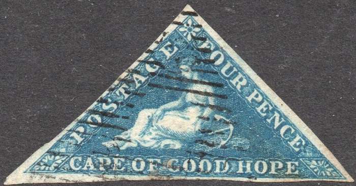 Cape of Good Hope : 1853 SACC2 4d DEEP BLUE(DEEPLY BLUED PAPER) - VERY FINE USED CV R5500
