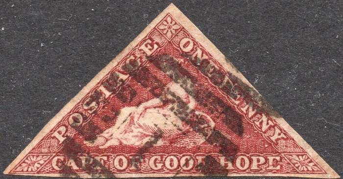 CAPE OF GOOD HOPE 1864 SACC14b - 1d BROWNISH-RED - VFU - CV R15000