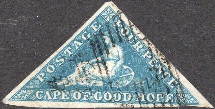 Cape of Good Hope : 1853 SACC2 4d DEEP BLUE(DEEPLY BLUED PAPER) - VERY FINE USED CV R5500
