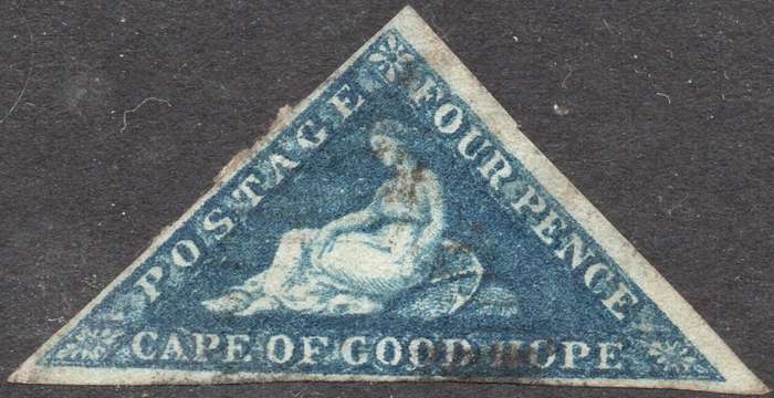 CAPE OF GOOD HOPE 1864 SACC15aa - 4d BLUE WITH SIDEWAYS WM - VFU - CV R13000