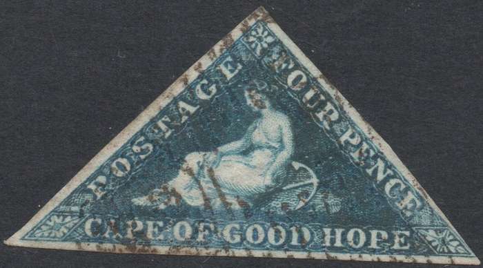 CAPE OF GOOD HOPE 1855 SACC6 - 4d DEEP BLUE - VFU - CV R1600+