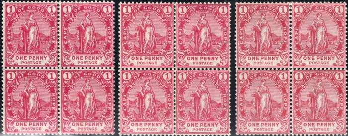 Cape of Good Hope : 1893-1902 SACC54 / SACC54a / SACC54b - ALL IN BLOCKS OF FOUR UM/MM CV R1910