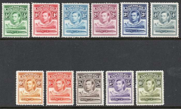 Basutoland 1938 SACC18-28 COMPLETE SET OF 11 - VLMM CV R2301