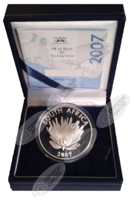 2007 Silver Proof Protea R1 - FW De Klerk