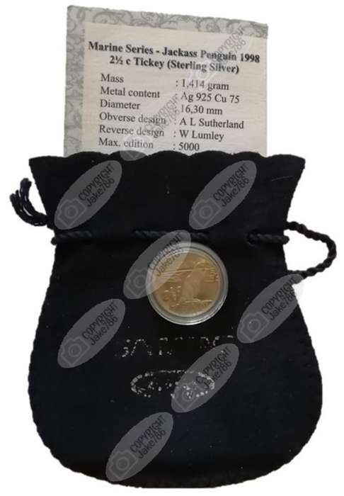 1998 Silver Proof 2½ c (Tickey) - Penguin