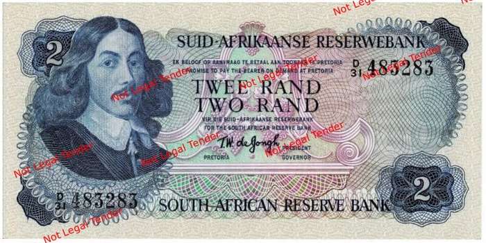 Uncirulated TW de Jongh R2 Bank Note