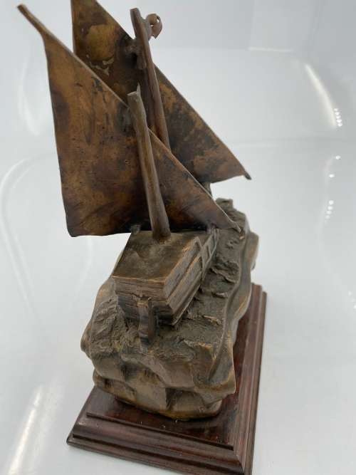 BRONZE BORTOLOMUE DIAS 1488-1988 SHIP SOLID 24CM TALL !!!!