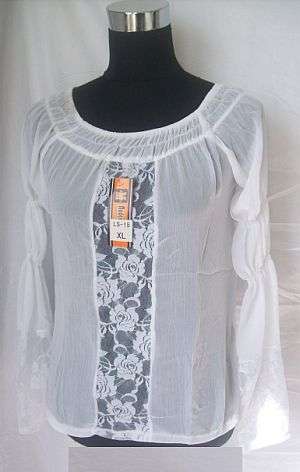 White Laced Chiffon Top. To Fit 34