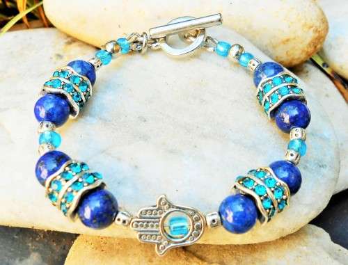 HAMSA BRACELET WITH LAPIS LAZULI