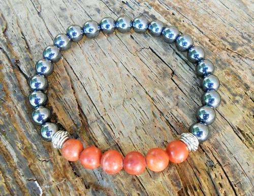 MEN'S ROOT BASE CHAKRA BRACELET Red Jasper and Haematite