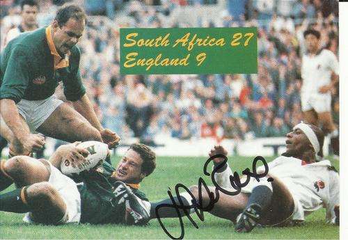 POSTCARD SIGNED BY SA FLYHALF HENNIE LE ROUX