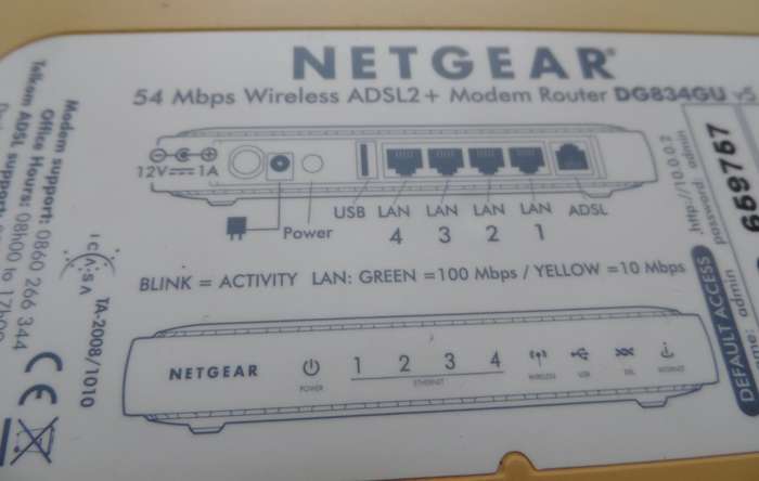 TELKOM ADSL NETGEAR MODEM ROUTER  54Mbps wireless  ADSL   DG 834 GU