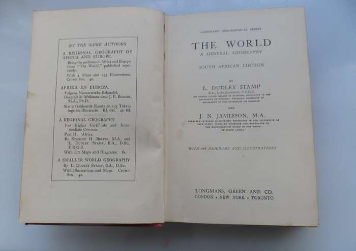 VINTAGE 1937 `THE WORLD A GENERAL GEOGRAPHY`for S A  schools J Dudley Stamp & J N Jamieson rare text