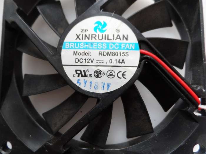 XINRUILIAN BRUSHLESS P C CHASSIS COOLING FAN , DG 12V , .14 amp. ( 80mm x 80mm x 15 mm )