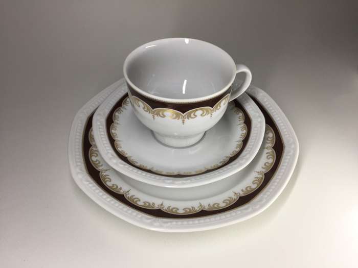 MITTERTEICH  BAVARIA , TRIOS  burgundy & gold design       set of three