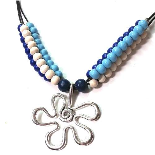 Necklace, European style Necklace, wooden Necklace with flower