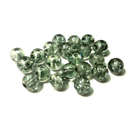 Beads / 20pcs Glass Beads, Crackle Beads smashed optic / 6mm / grey / Beads for crafting