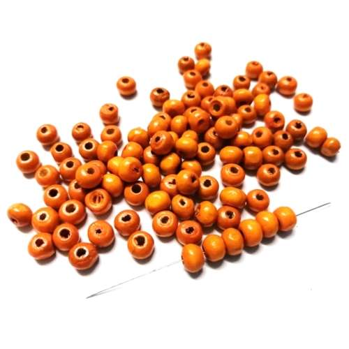 Beads / Wooden  Beads / 6mm orange Beads / 100 pcs / Beads for crafting
