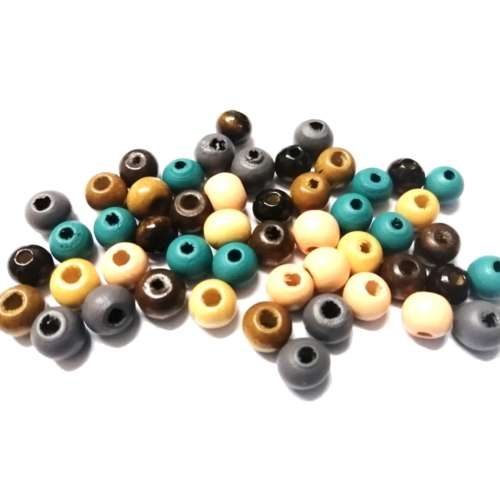 Beads / Mixed Wood Beads - 50pcs - 8mm  / Beads for jewellery crafting