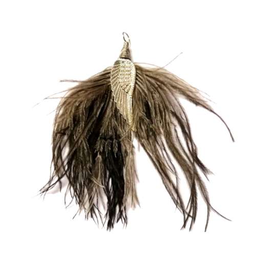 Pendant - Genuine ostrich feather Pendant  +/-11cm / Beads for crafting