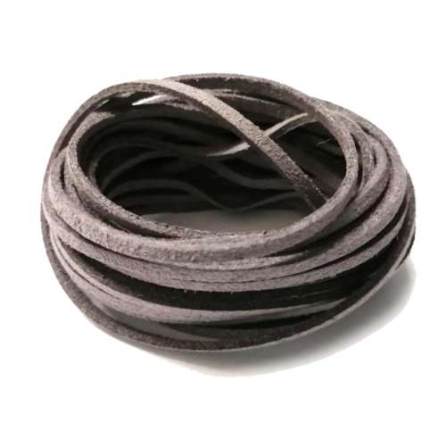 Microfiber Faux Leather / 3mm flat - grey - 5m PACK / Cords for crafting