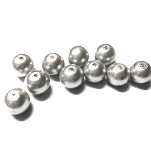 Beads /Glass Pearl Beads - 10pcs  - very light grey - 12mm / Beads for crafting