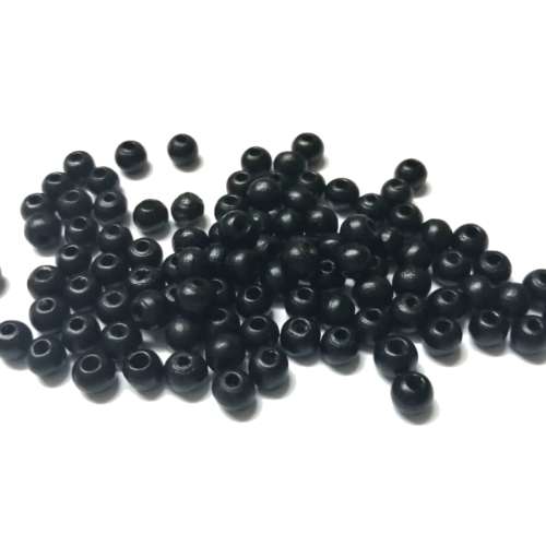 Beads / Wood Beads - black- 100pcs - 6mm / Beads for crafting