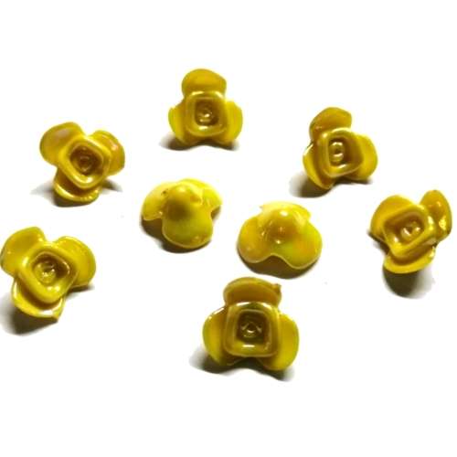Beads / Acrylic Beads - 12mm -  8 pcs - Yellow - Ceramic Optic Roses- for jewellery crafting