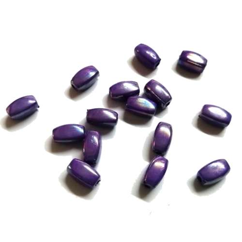 Beads /Acrylic Beads - 10x5mm -  15 pcs - purple - Ceramic Optic / Beads for crafting