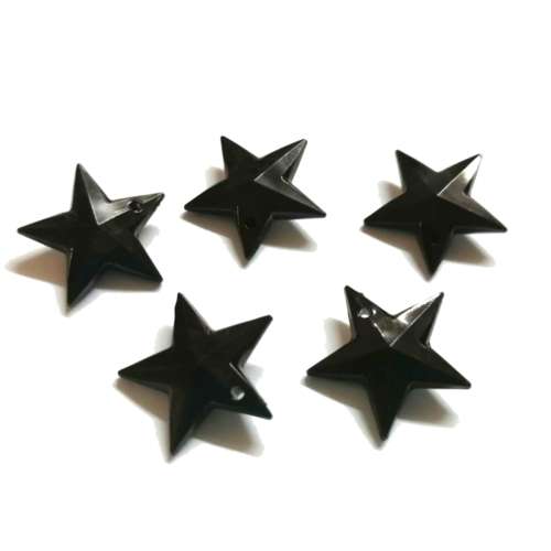 Beads /Acrylic Beads - 17.5mm -  5 pcs - black - Stars/ Beads for crafting