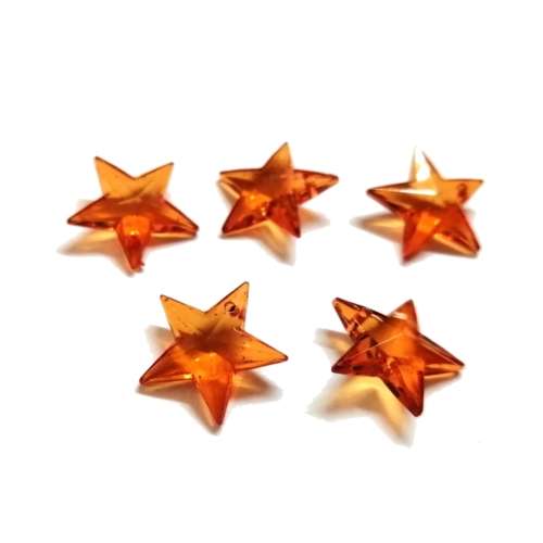 Beads /Acrylic Beads - 17.5mm -  5 pcs - orange - Stars/ Beads for crafting