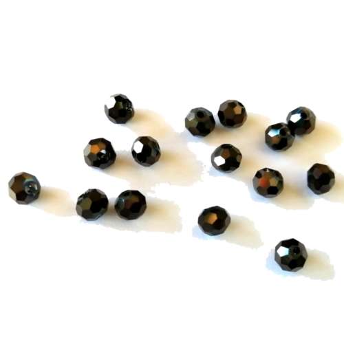 Beads / Crystal Beads dark grey - 15pcs  - 6mm - Hole +/-1.2mm / Beads for crafting