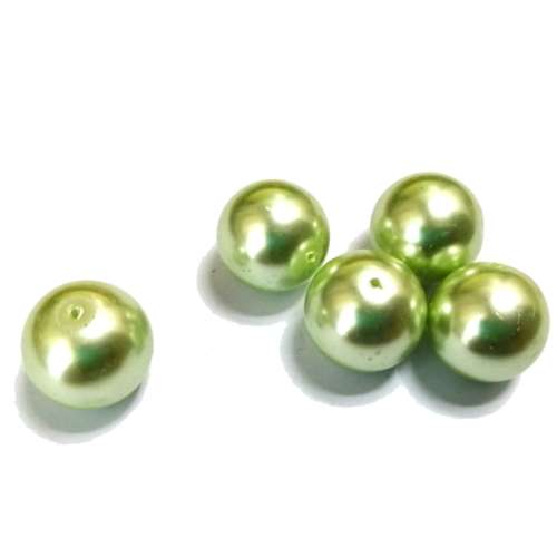 Beads / Glass Pearl Beads - 5pcs  - light green - 14mm - beads for crafting
