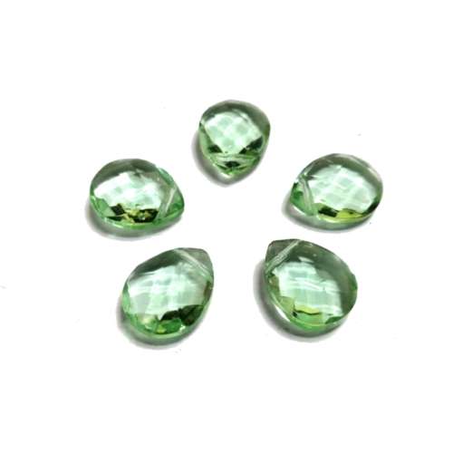 Beads / Glass Beads  - green- 5pcs  - 15x12mm drop - beads for crafting