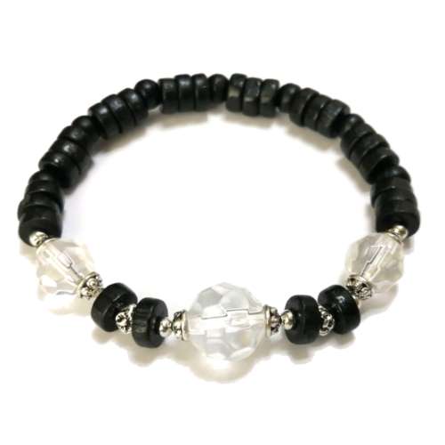 Bracelet,  Wood / Glass Bracelet - with strech elastic ( fits for any size )