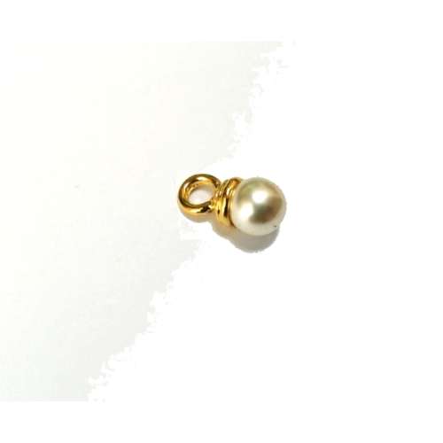 pendants / Pendant - Gold Metal -with pearl optic bead  - 1pc - 16x8mm / Beads for crafting