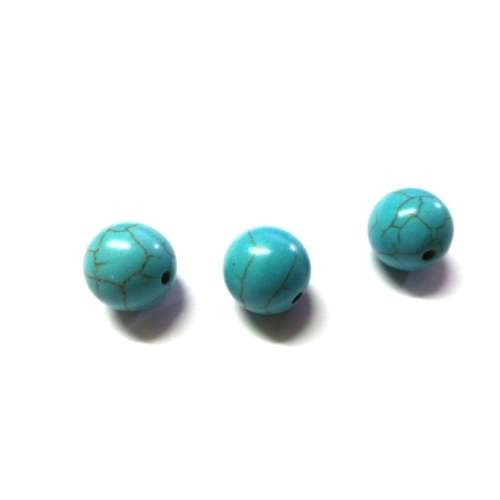 Beads / Howlite  - 14mm ball - Stone Beads - 3pcs / for crafting