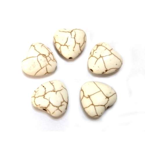 Beads / Howlite  Stone Beads - 16mm - 5pcs  Hearts / Beads for crafting