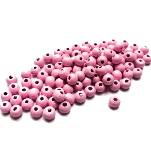 Beads / Wood Beads - pink- 100pcs - 6mm / Beads for crafting