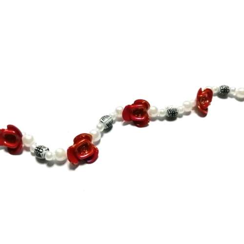 Beads / Crafting Fun - Acrylic Beads -3-12mm- 32 pcs - incl. 33cm elastic- for jewellery crafting