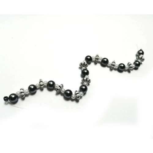 Beads / Acrylic Beads - 3-10mm -40 pcs - metallic grey-19cm String- for jewellery crafting