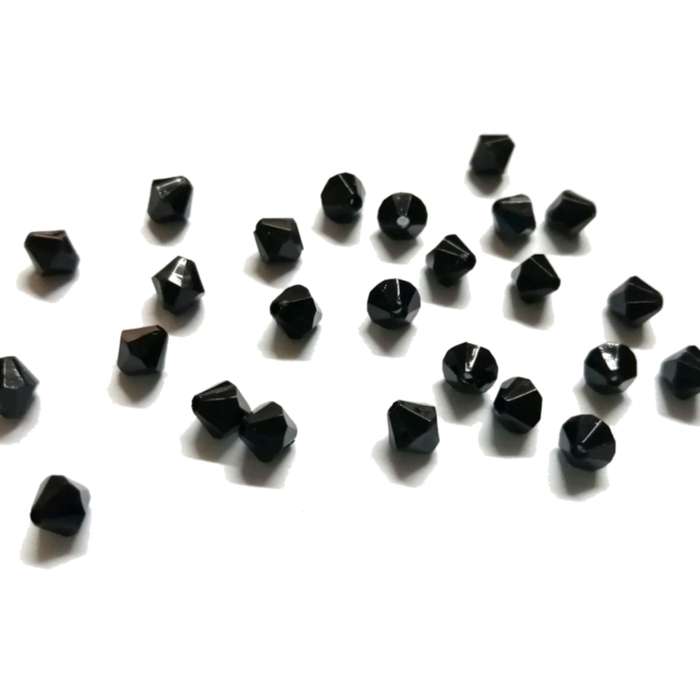 Beads / Acrylic Beads -6mm -25pcs-black - crystal optic bicone- for jewellery crafting