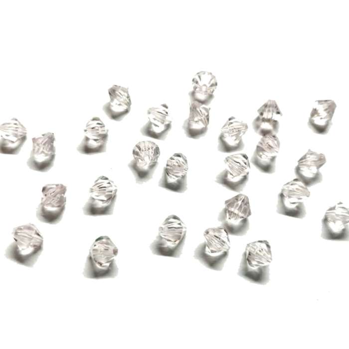 Beads / Acrylic Beads -6mm -25pcs-color less - crystal optic bicone- for jewellery crafting