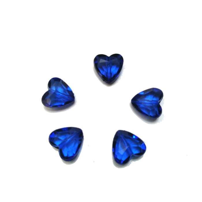 Beads / Acrylic Beads -12mm -5pcs- hearts - blue - crystal optic / Beads for crafting
