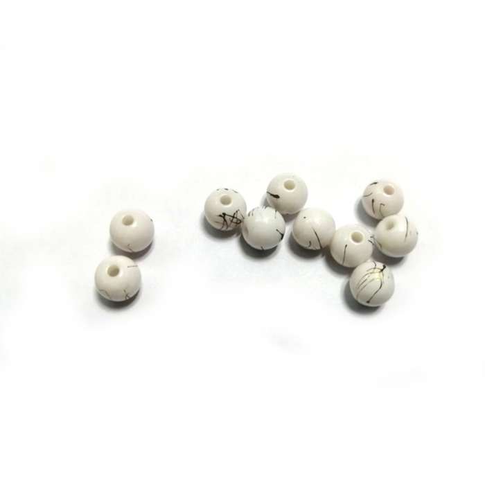 Beads / Acrylic Beads - 8mm- 10pcs - white- Ceramic optic- for jewellery crafting