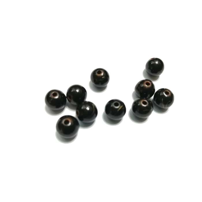 Beads / Acrylic Beads - 8mm- 10pcs - black- Ceramic optic- for jewellery crafting