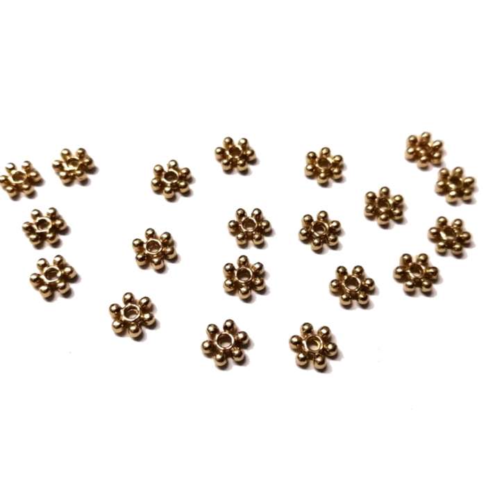 Beads / Daisy Metal Beads - 100pcs  - 6x2mm - Hole +/- 1.2mm- gold / Beads for crafting
