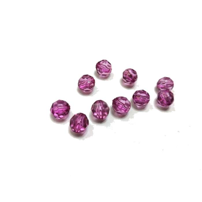 Beads / Acrylic Beads -8mm -10pcs-round pink facetted - crystal optic - for jewellery crafting
